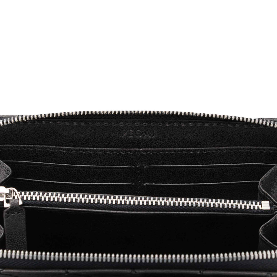 Leather Quilted Women's Wallet | Black | Sherry