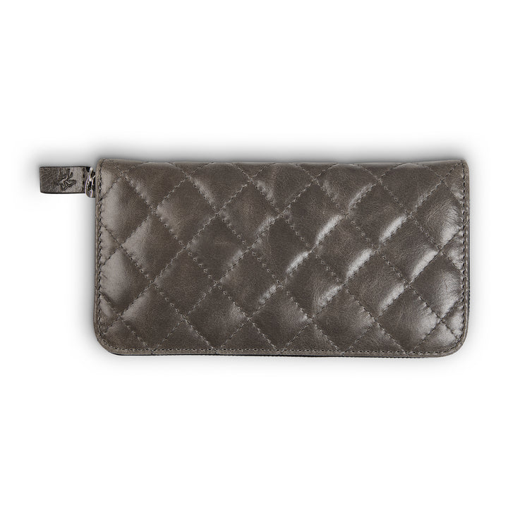Leather Quilted Women's Wallet | Stone Grey | Sherry