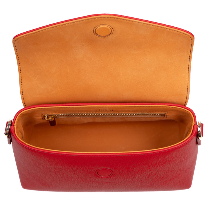 Helen Leather Crossbody Bag | Pebbled Calf Red