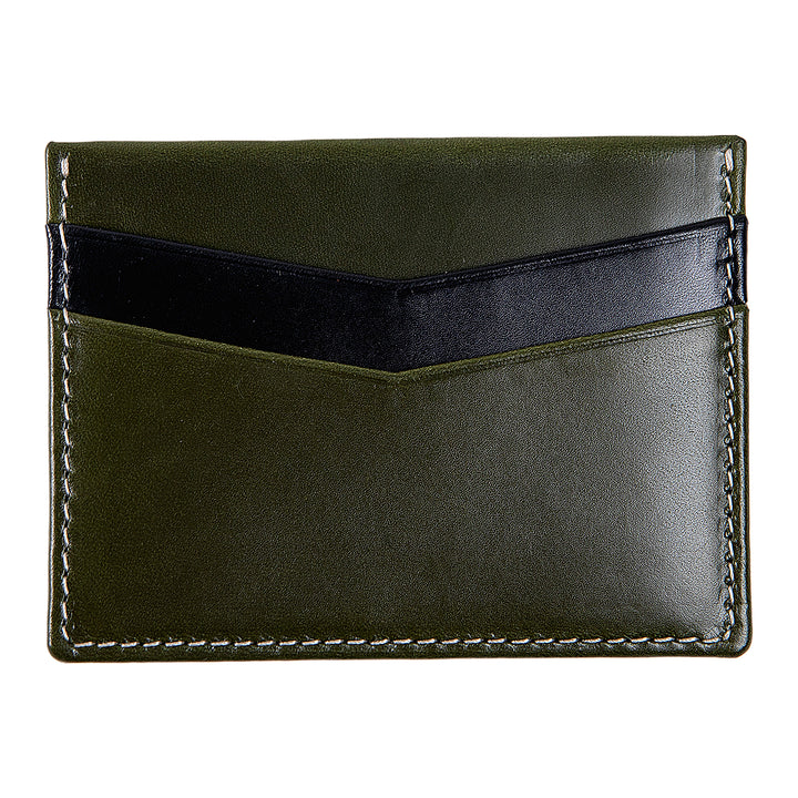 Ricky | Italian Leather Card Holder | Green & Black