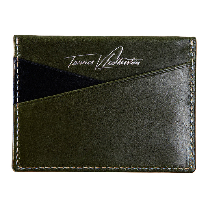 Ricky | Italian Leather Card Holder | Green & Black