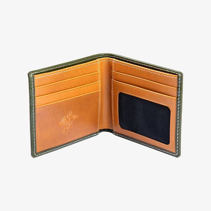 Edward | Italian Leather Wallet | Green & Brown