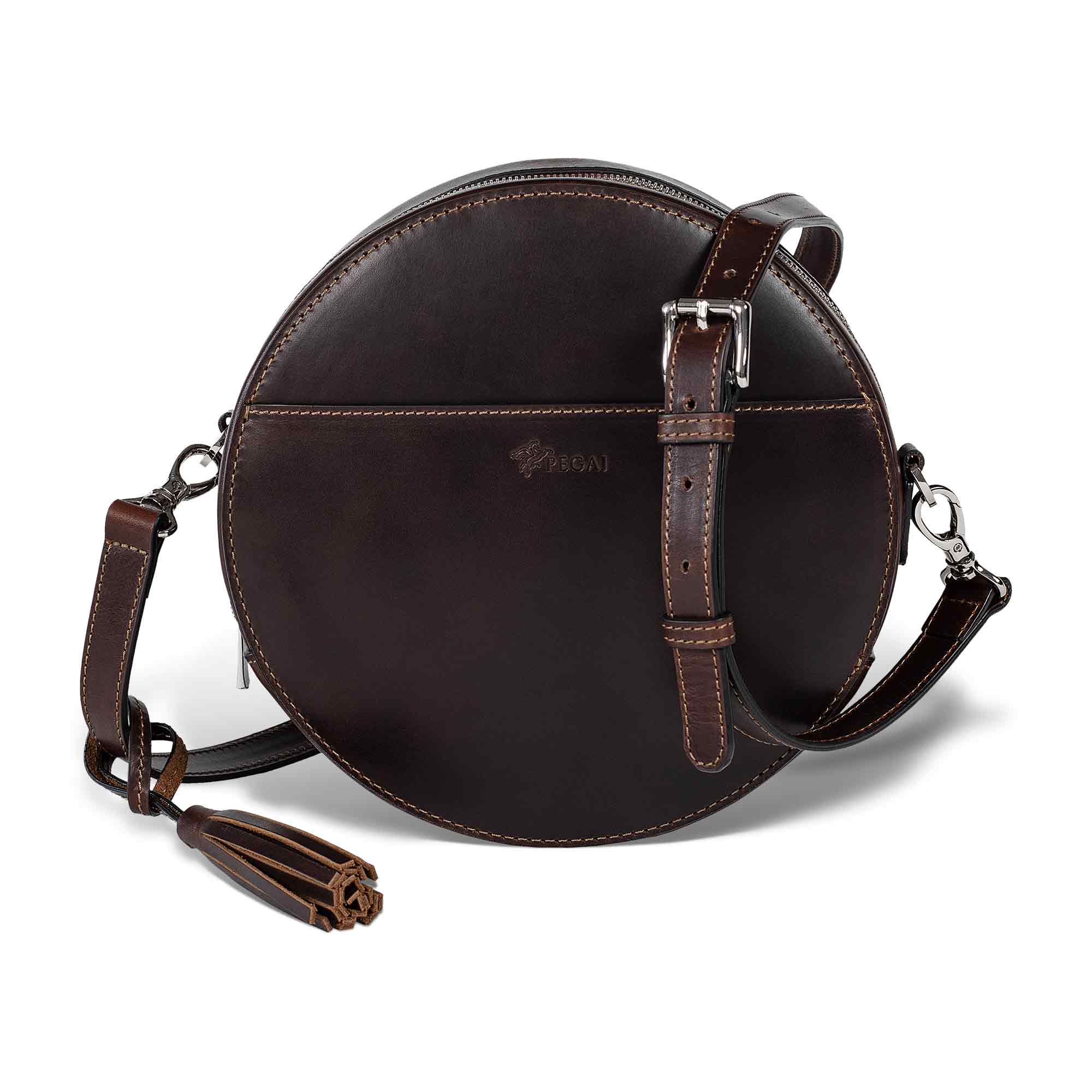 Leather Ring Crossbody Bag - OS / Brown 703