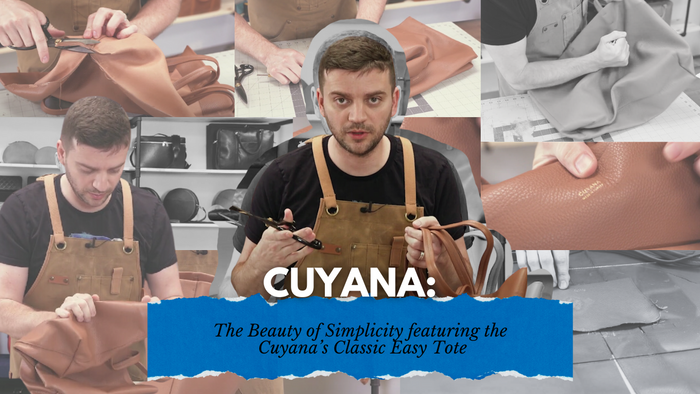 Tanner Leatherstein reviews Cuyana's Classic Easy Tote, analyzing the leather quality and craftsmanship through detailed cuts and close-up shots of the bag.