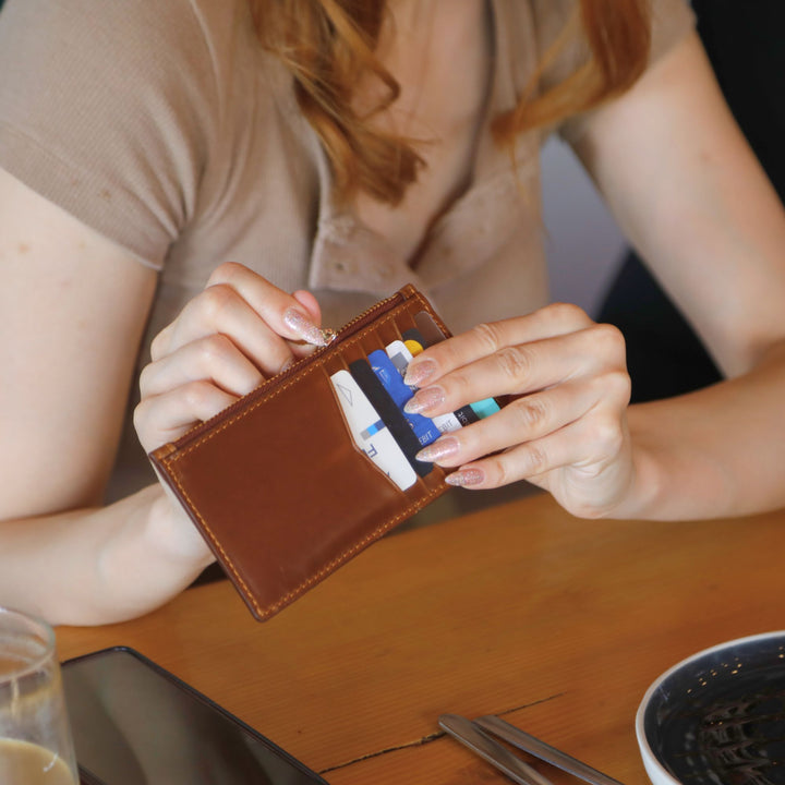 Isabel | Leather Card Case Wallet | Cognac