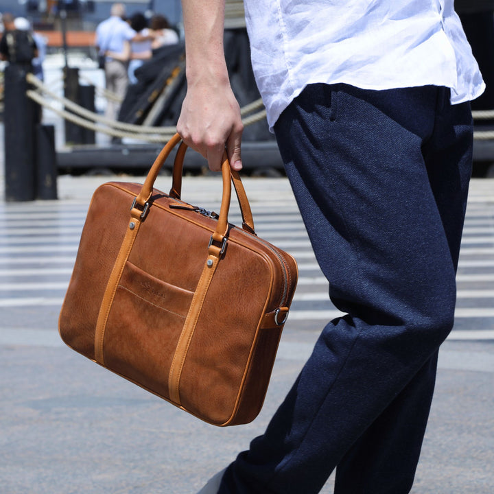 Senior | Italian Leather Briefcase | Brown