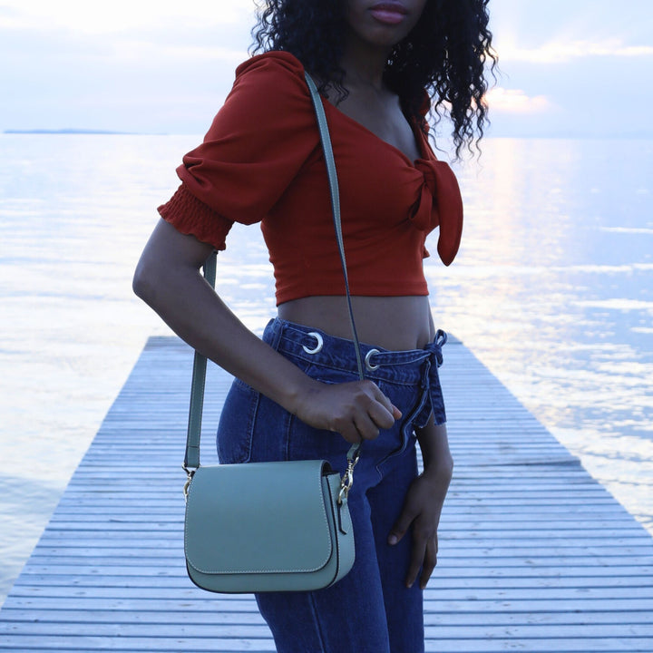 Hampton | Crossbody Bag | Aqua w/ Gold Hardware