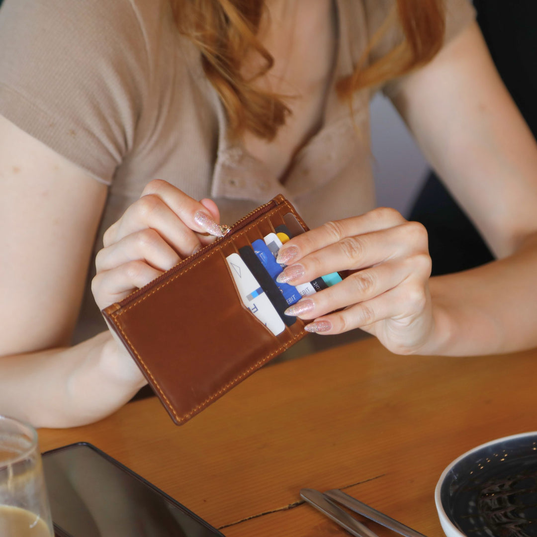 Isabel | Leather Card Case Wallet | Blue