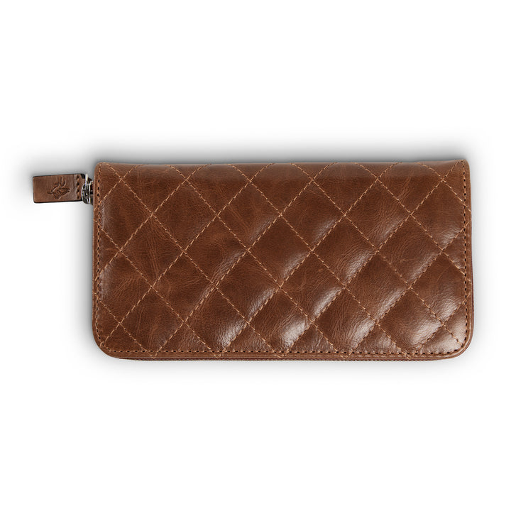 Leather Quilted Women's Wallet | Tobacco Brown | Sherry