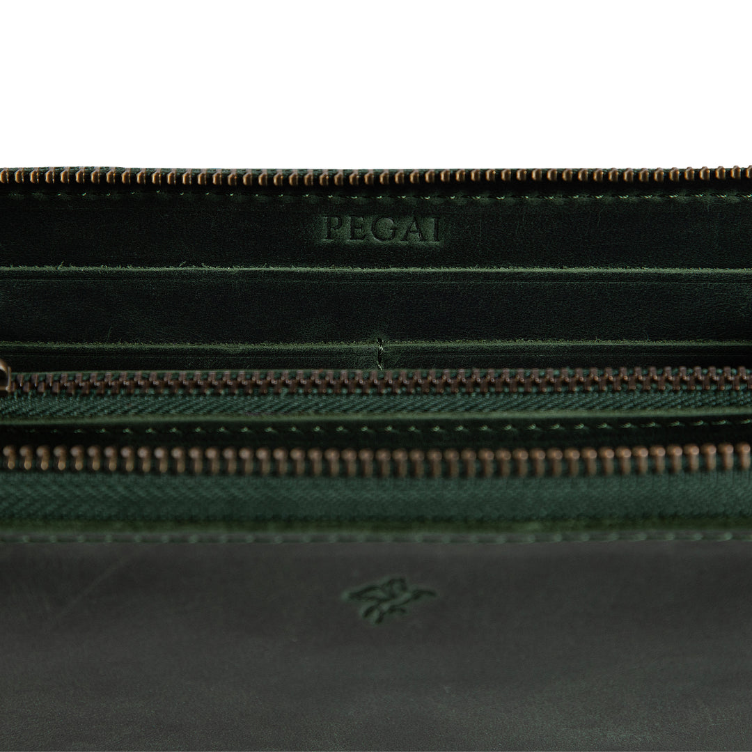Leather Large Wallet | Green | Karla
