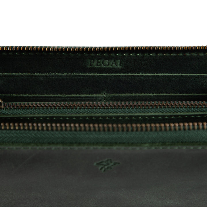 Leather Large Wallet | Green | Karla