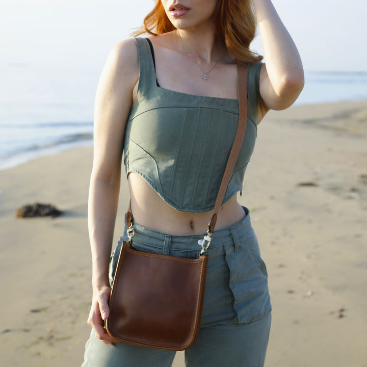 Spring | Hobo Crossbody Bag | Cinnamon w/ Gold Hardware