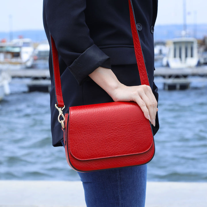 Hampton | Crossbody Bag | Ruby w/ Nickel Hardware