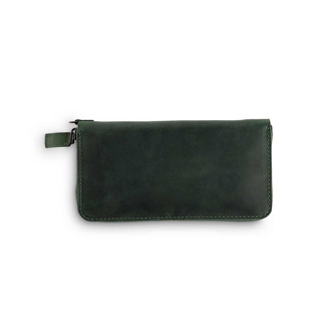 Leather Large Wallet | Green | Karla