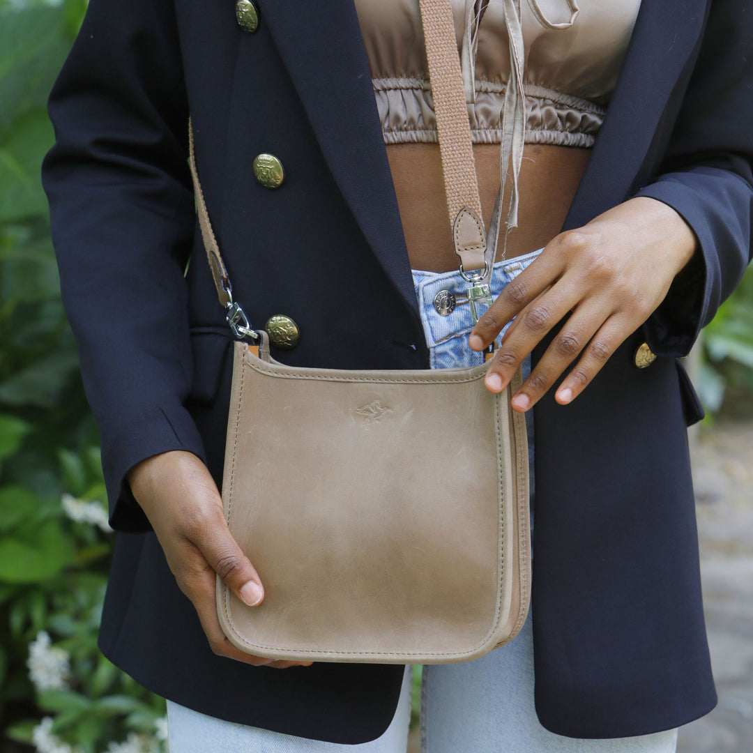 Spring | Hobo Crossbody Bag | Tan Brown w/ Nickel Hardware