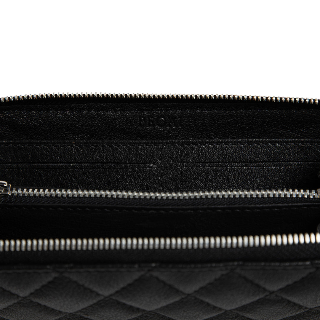 Leather Quilted Women's Wallet | Nicon Black | Sherry