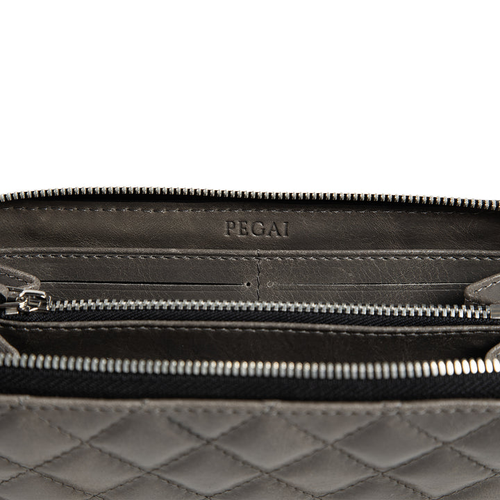 Leather Quilted Women's Wallet | Stone Grey | Sherry