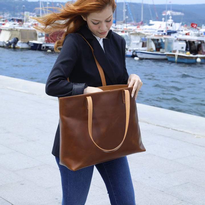 Leather Tote | Sharon | Cinnamon