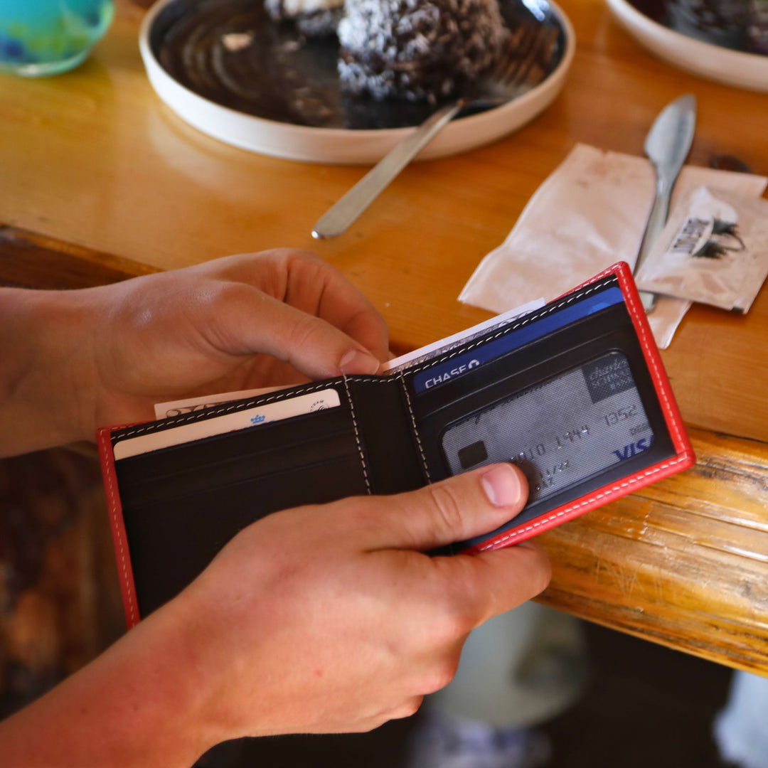 Leather Designer Wallet | Red | Edward