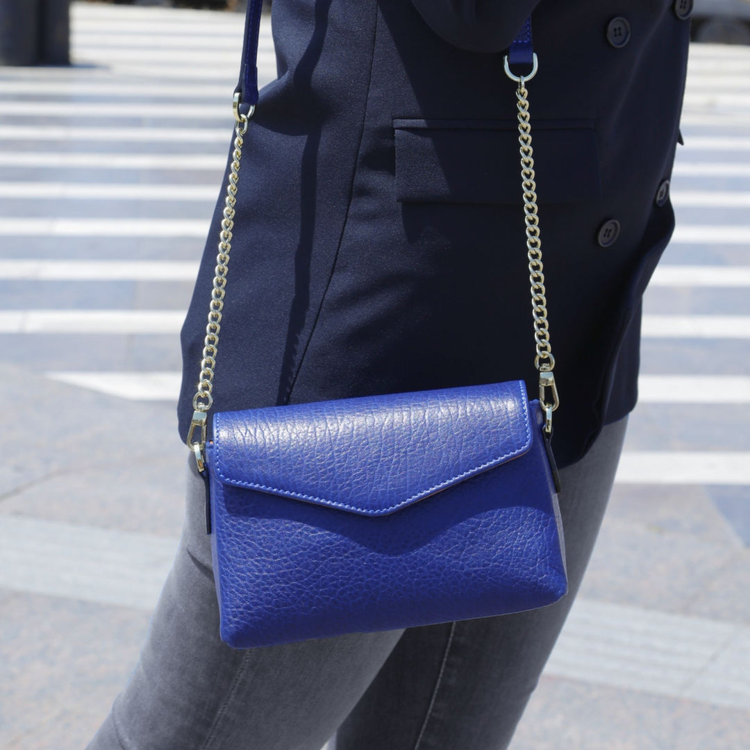 Helen | Crossbody Bag | Blue w/ Gold Hardware