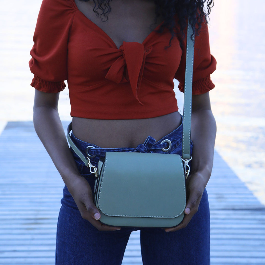 Hampton | Crossbody Bag | Aqua w/ Gold Hardware