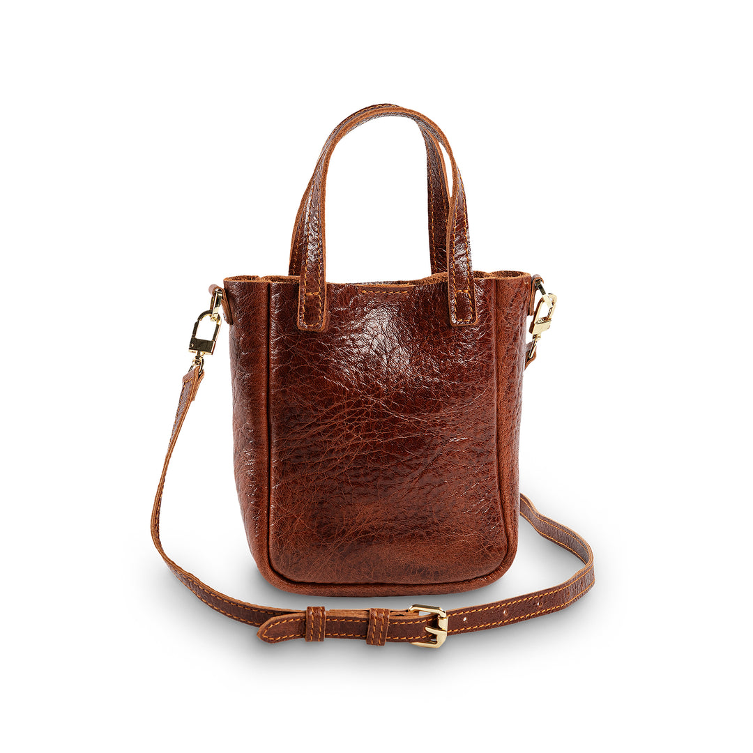 Embossed Leather Crossbody Bag | Brown - Brown / Regular