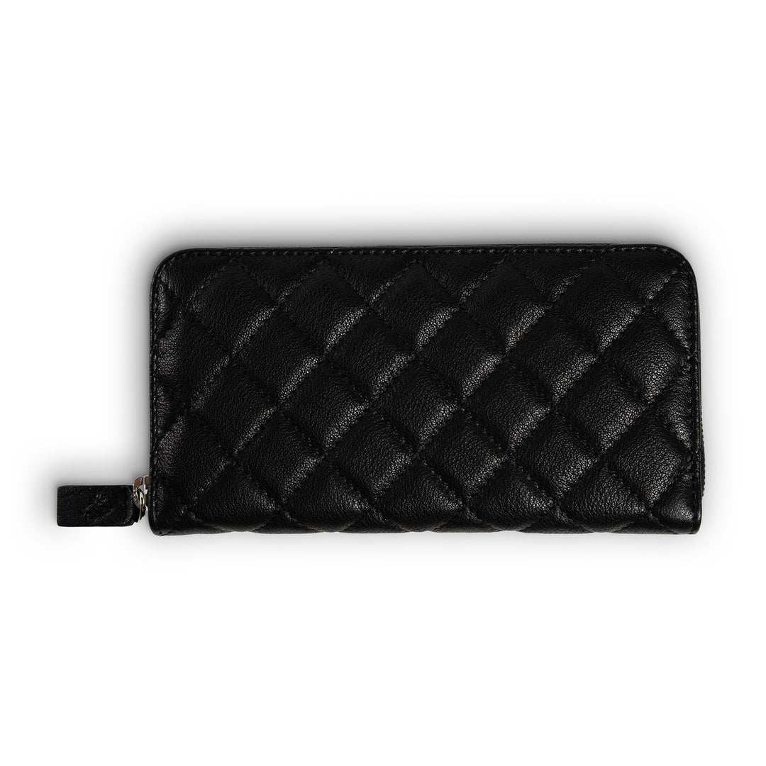 CHANEL Quilted Leather CC Logo Bifold Wallet Black