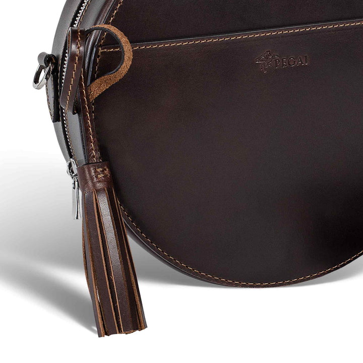 Roundy Circle | Crossbody Bag | Brown w/ Nickel Hardware