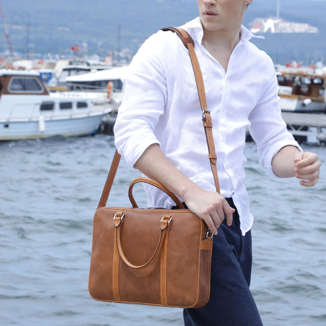 Senior | Italian Leather Briefcase | Brown