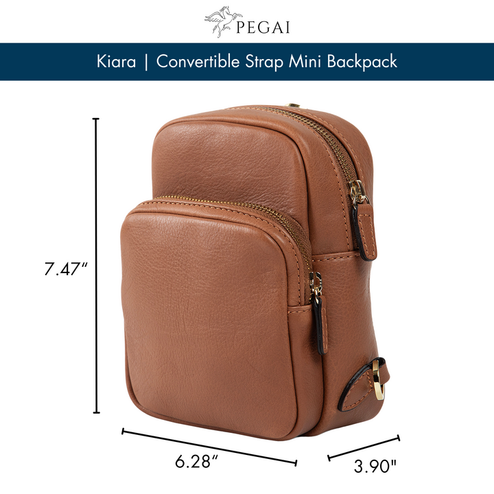 Kiara | Convertible Strap Mini Backpack & Crossbody Bag | Brown