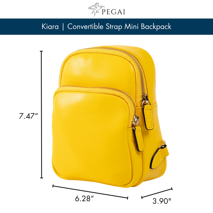 Kiara | Convertible Strap Mini Backpack & Crossbody Bag | Yellow