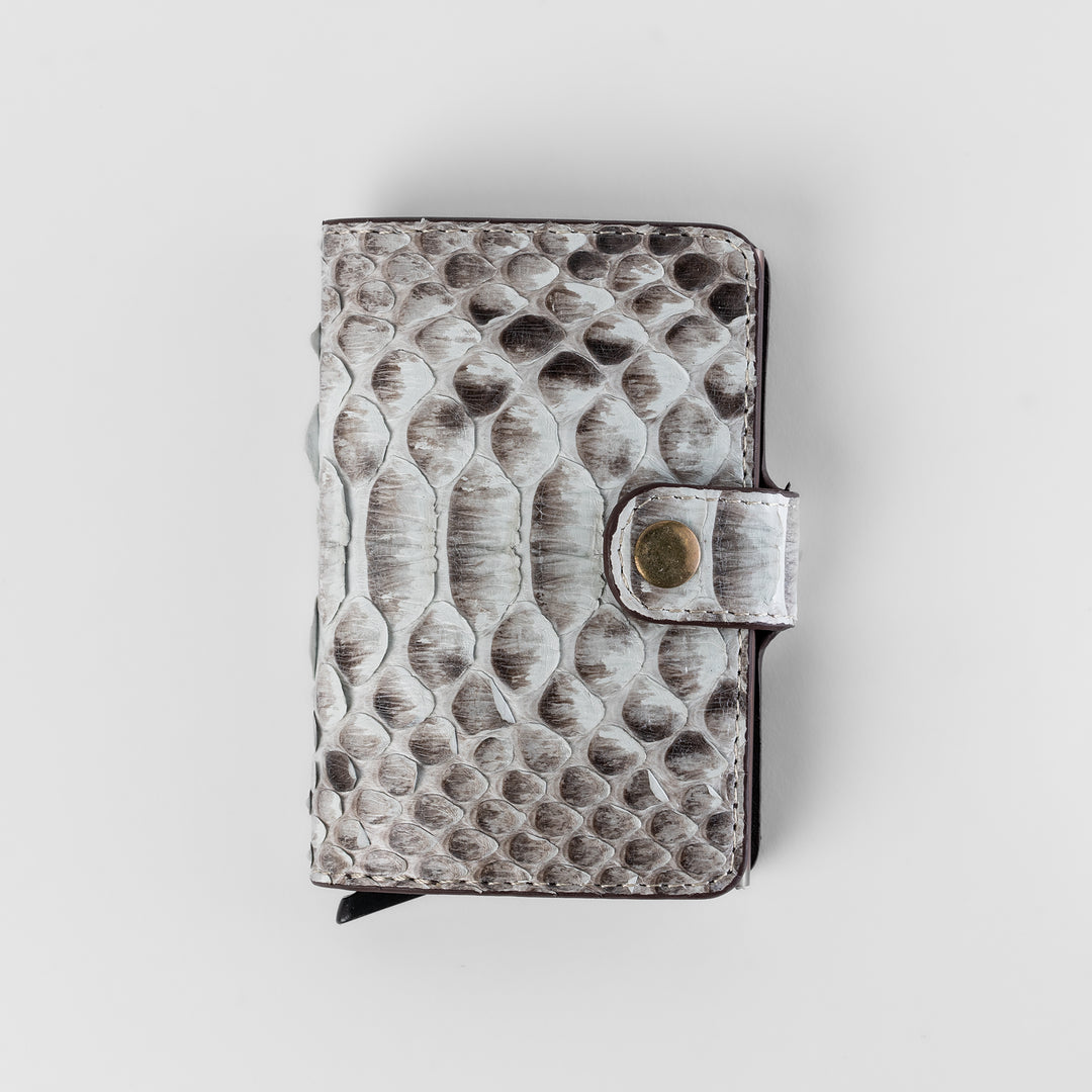Agustine | Python Leather Quick Card Access Wallet | Frost