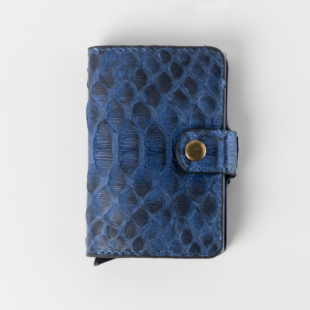 Agustine | Python Leather Quick Card Access Wallet | Marine