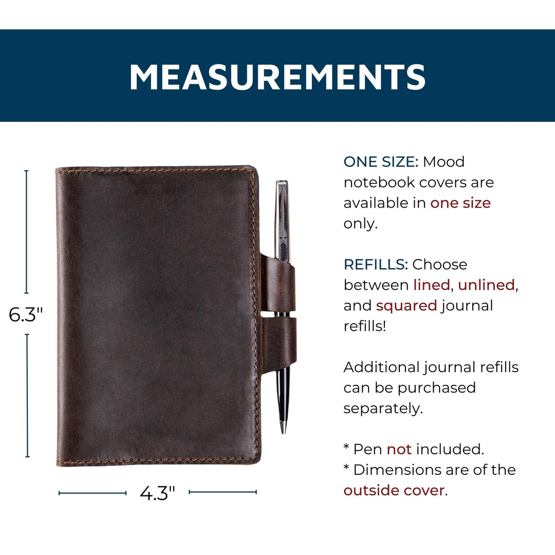 Mood | Leather Notebook Cover | Dark Brown