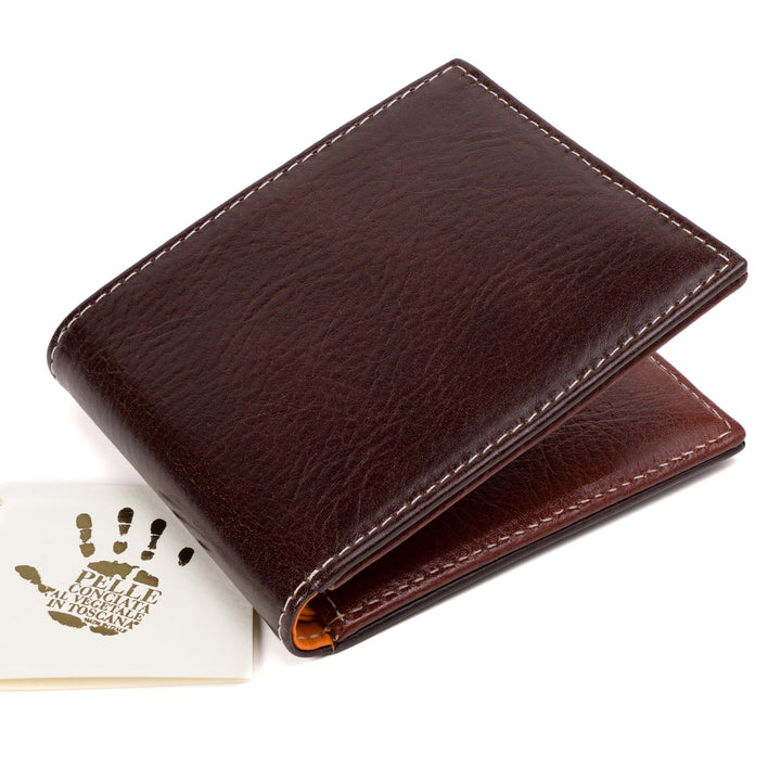 Italian Vegetable Tanned Leather Wallet | Dark Brown & Rum | Malcolm