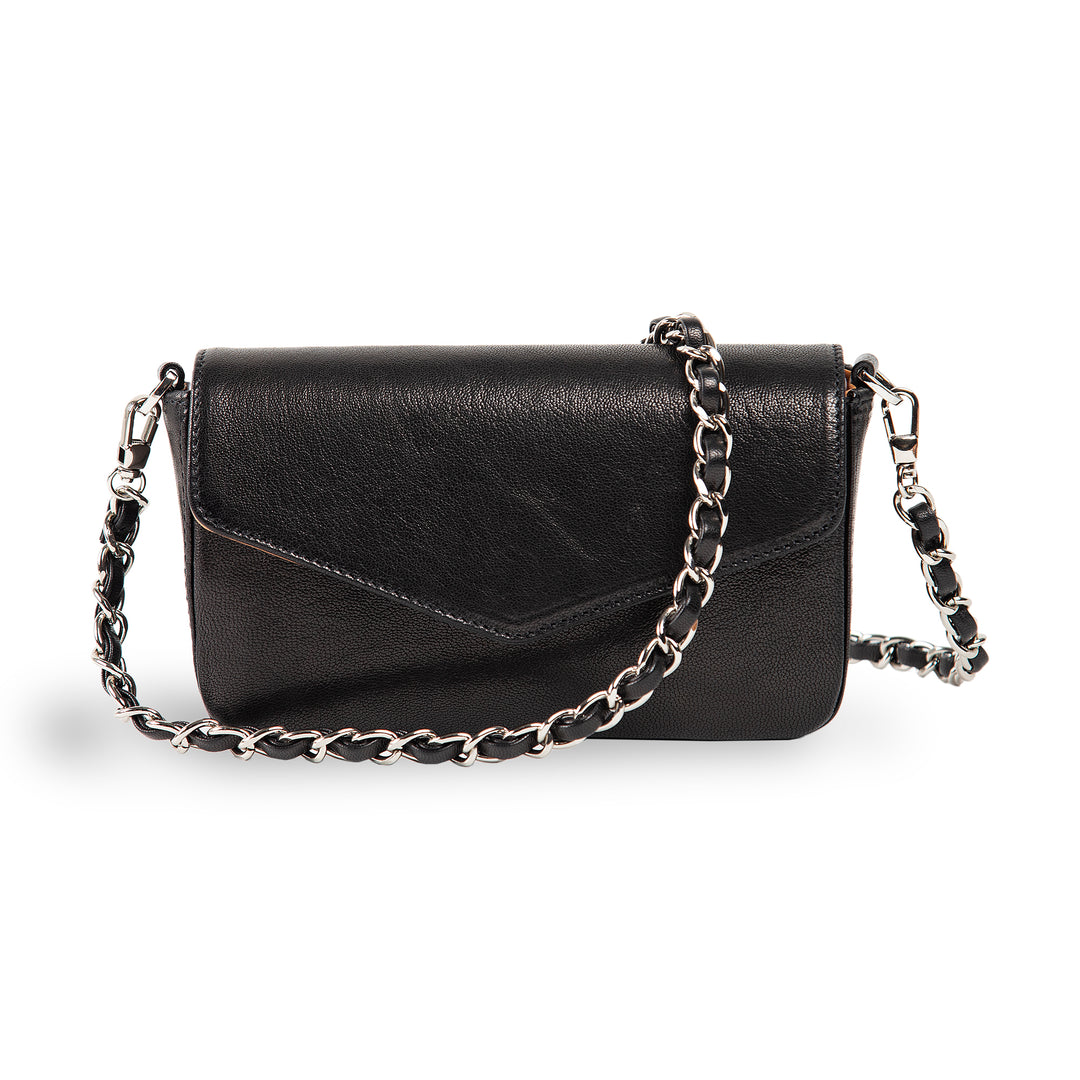 Thin Crossbody Strap - Black Leather