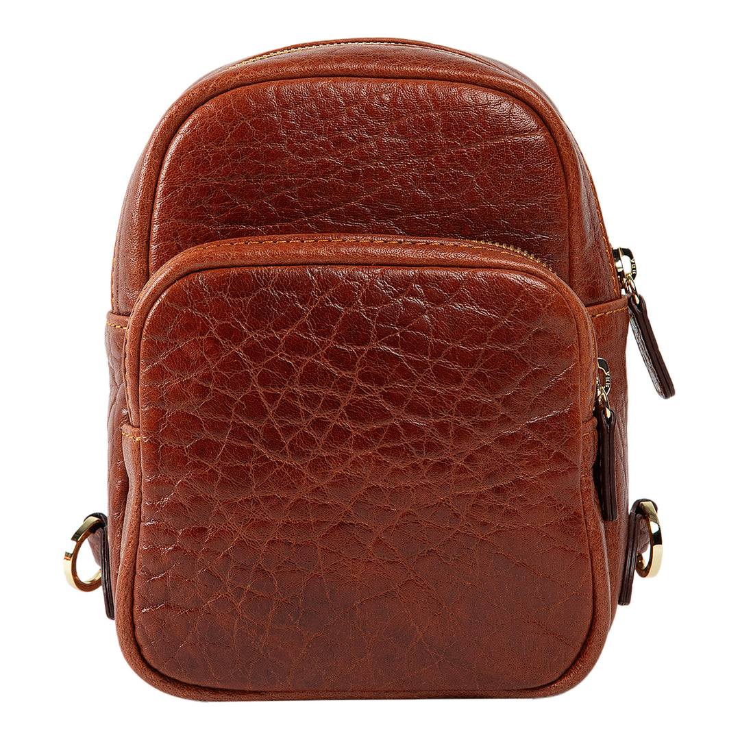 Kiara | Convertible Strap Mini Backpack & Crossbody Bag | Cognac Brown