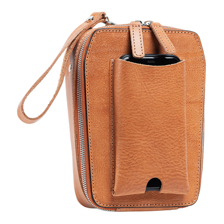 Pax | Italian Leather Clutch Bag | Light Brown