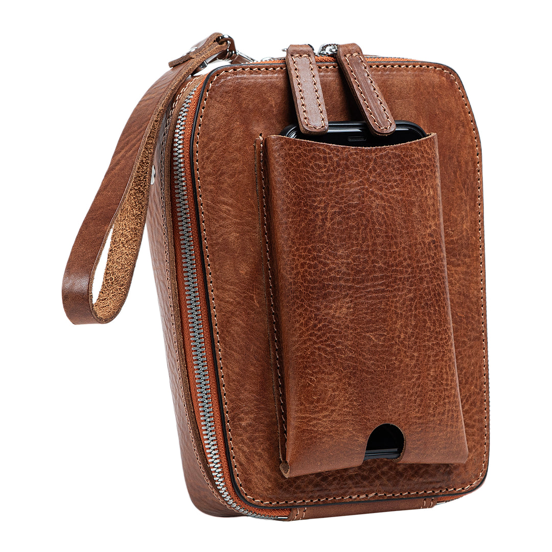 Pax | Italian Leather Clutch Bag | Dark Brown
