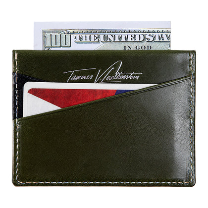 Ricky | Italian Leather Card Holder | Green & Black