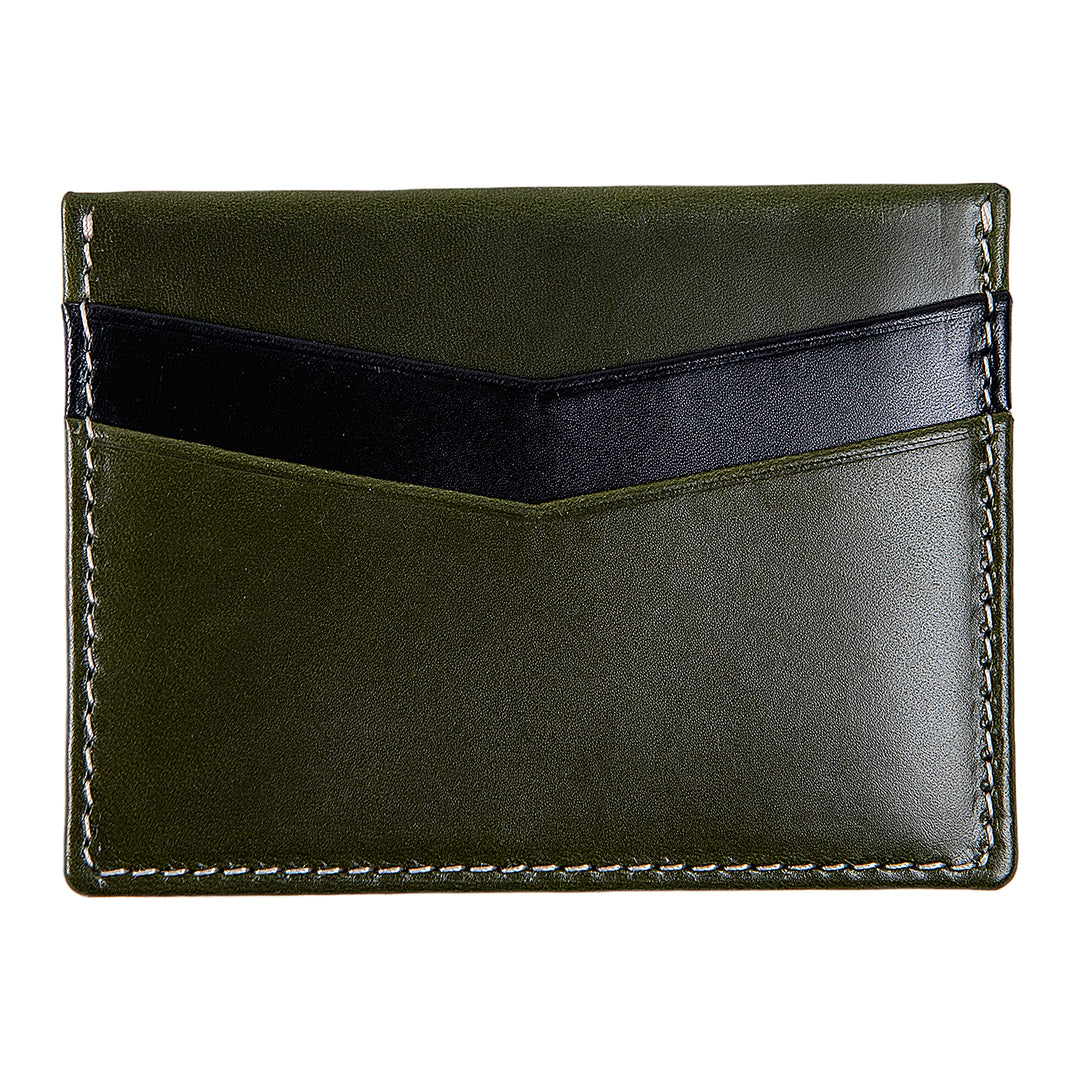 Ricky | Italian Leather Card Holder | Green & Black