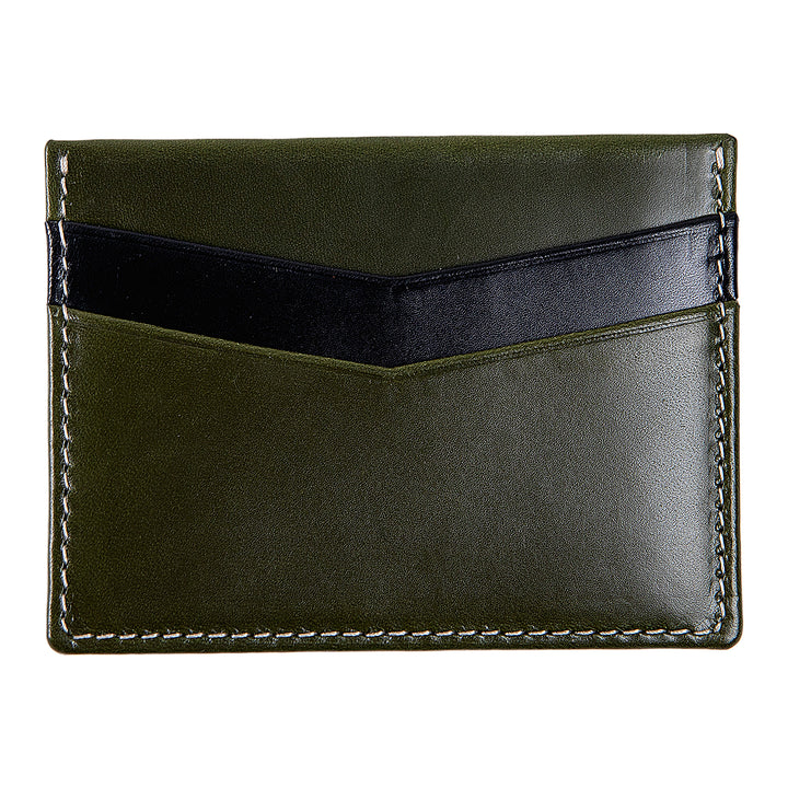 Ricky | Italian Leather Card Holder | Green & Black