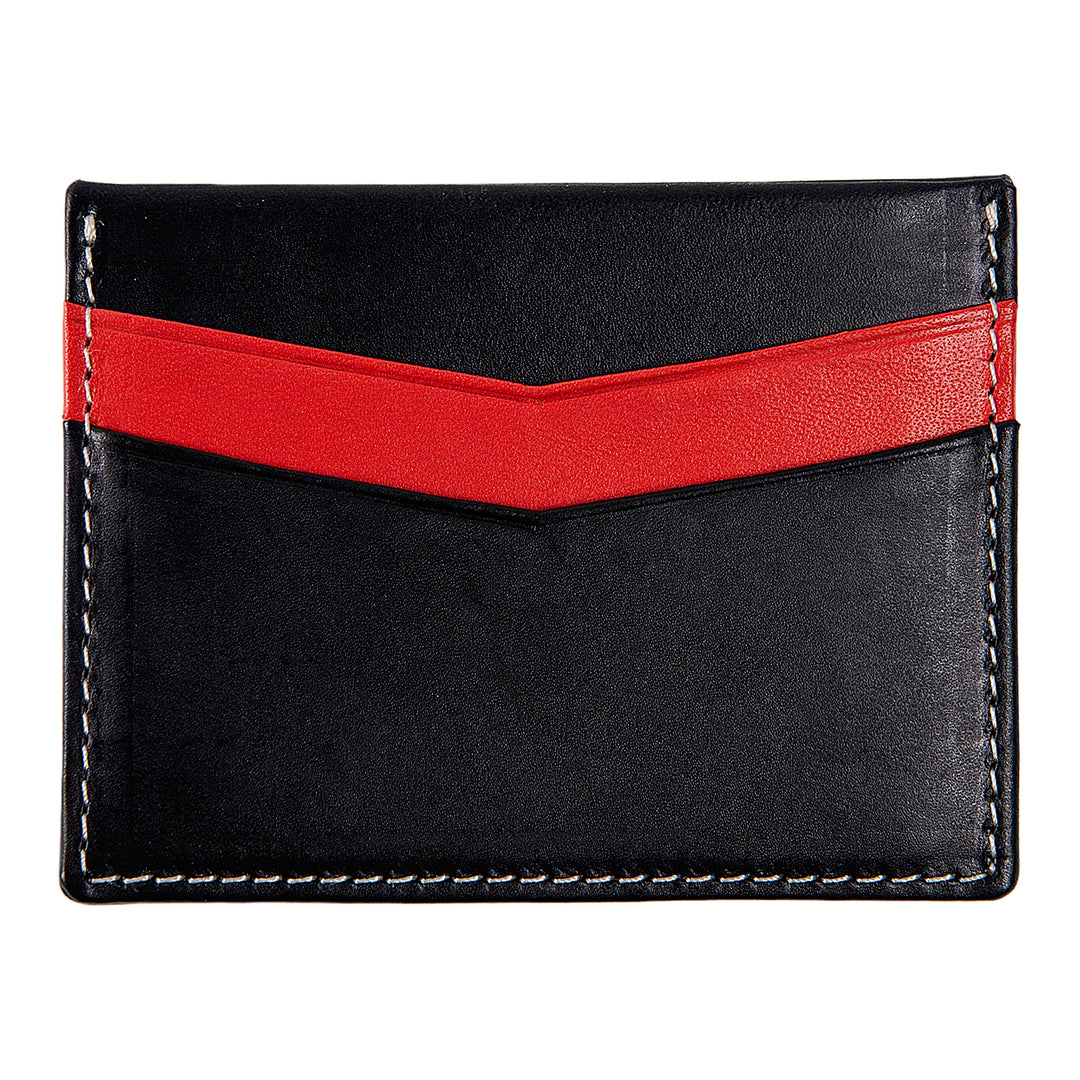 Ricky | Italian Leather Card Holder | Black & Red