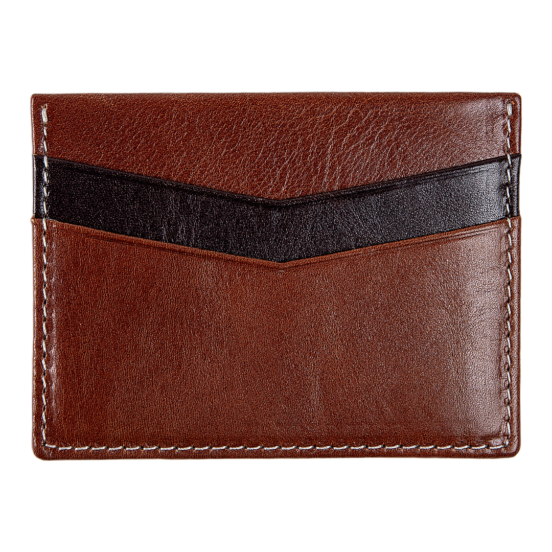 Ricky | Italian Leather Card Holder | Rum & Dark Brown