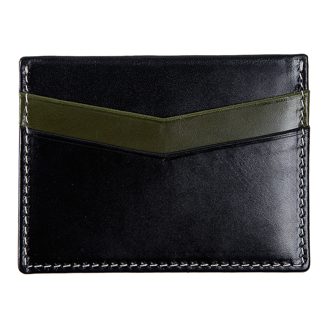 Ricky | Italian Leather Card Holder | Black & Green