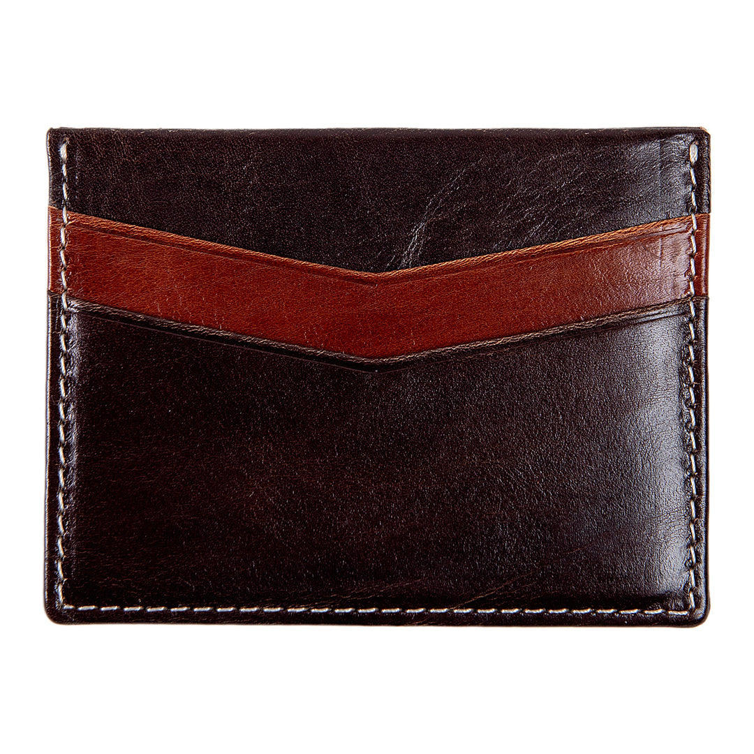 Ricky | Italian Leather Card Holder | Dark Brown & Rum