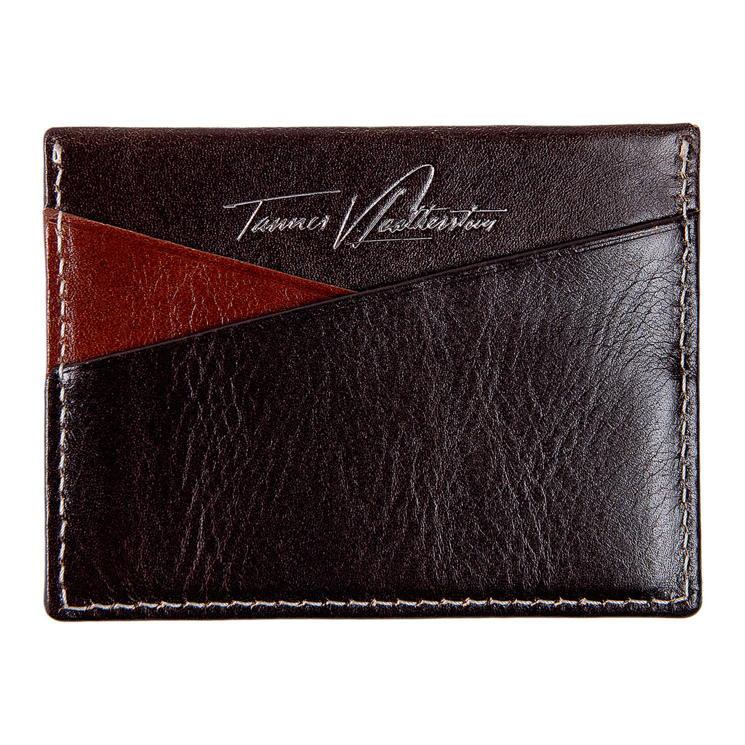 Ricky | Italian Leather Card Holder | Dark Brown & Rum