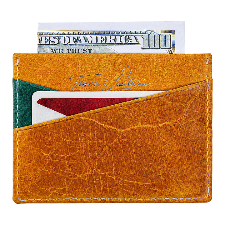 Ricky | Italian Leather Card Holder | Yellow & Green
