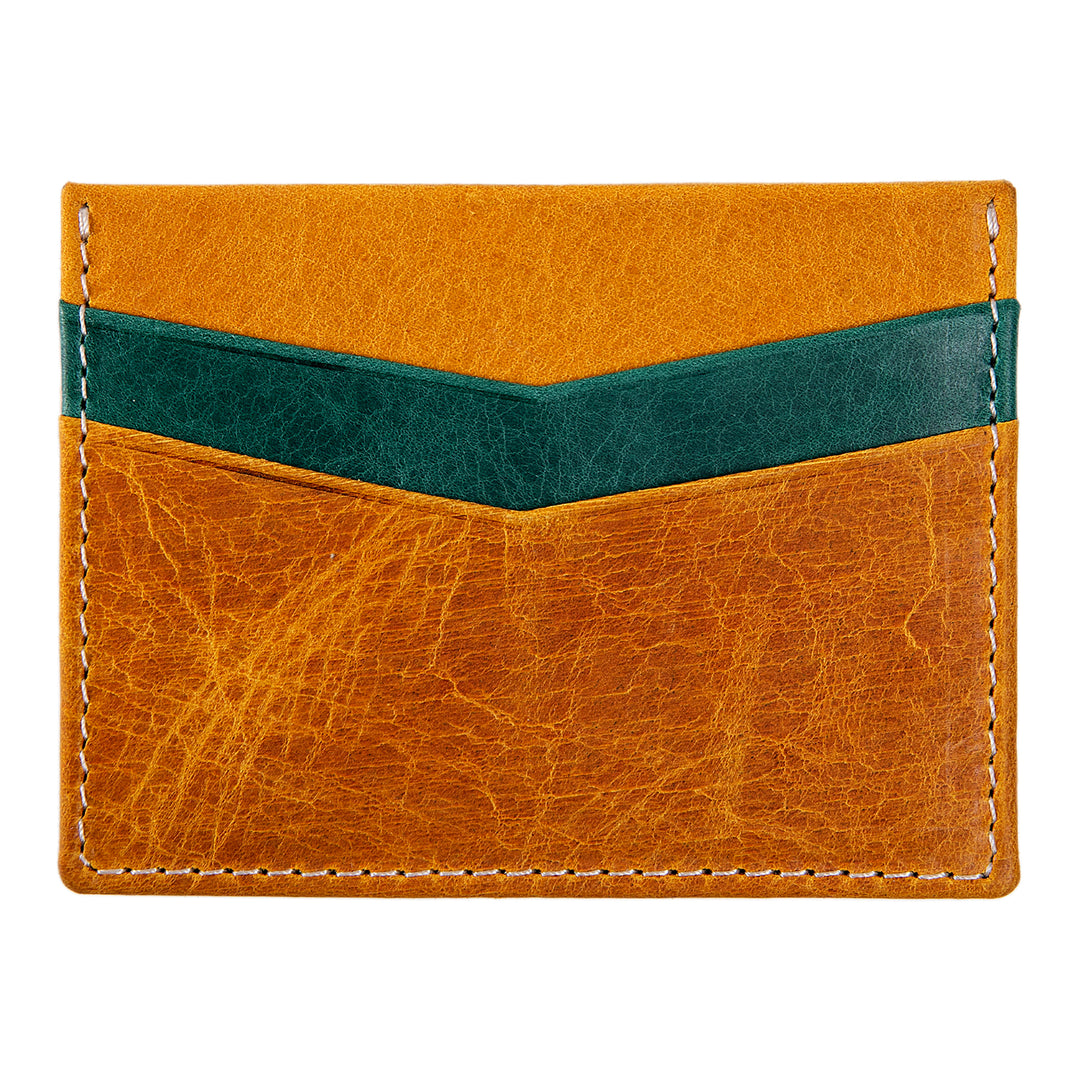 Ricky | Italian Leather Card Holder | Yellow & Green