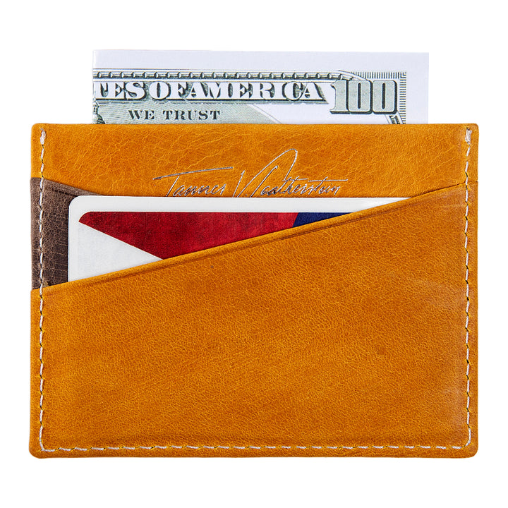 Ricky | Italian Leather Card Holder | Yellow & Brown